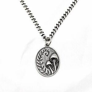 Cottagecore Mushroom Necklace - Sterling Silver Nature Pendant Jewelry Gift